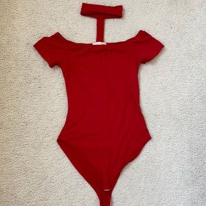 Red choker bodysuit. Size Small.
